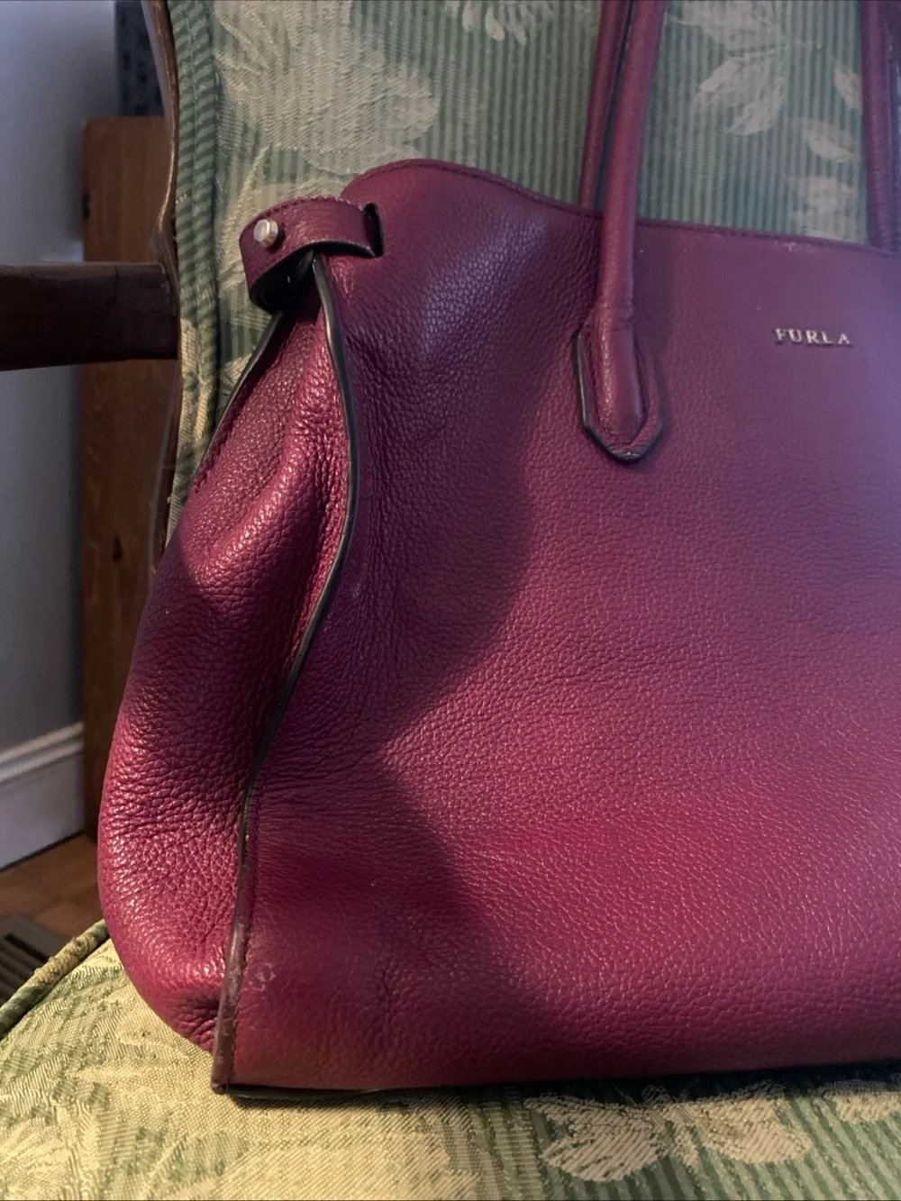 Furla Burgundy Leather Top-Handle Tote